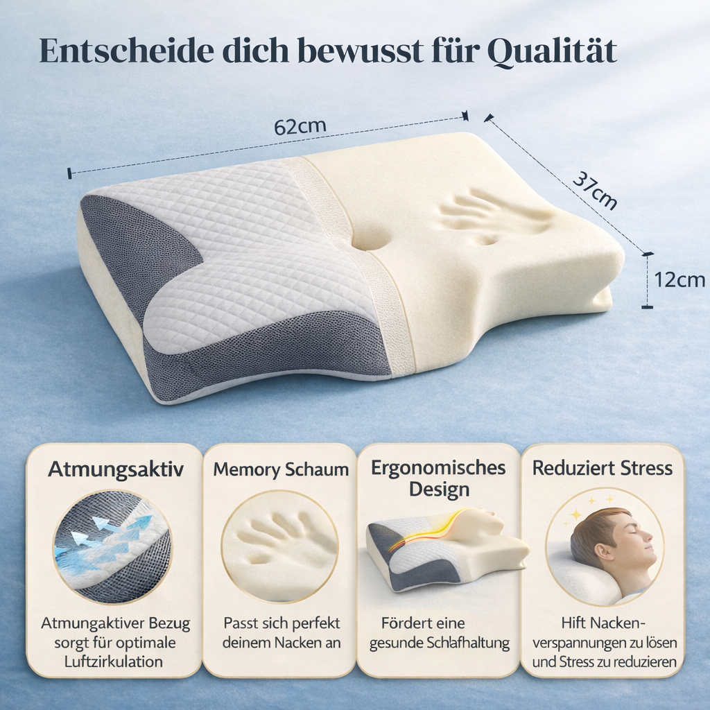 Ergonomisches Nackenkissen - Spürbar ab der ersten Nacht
